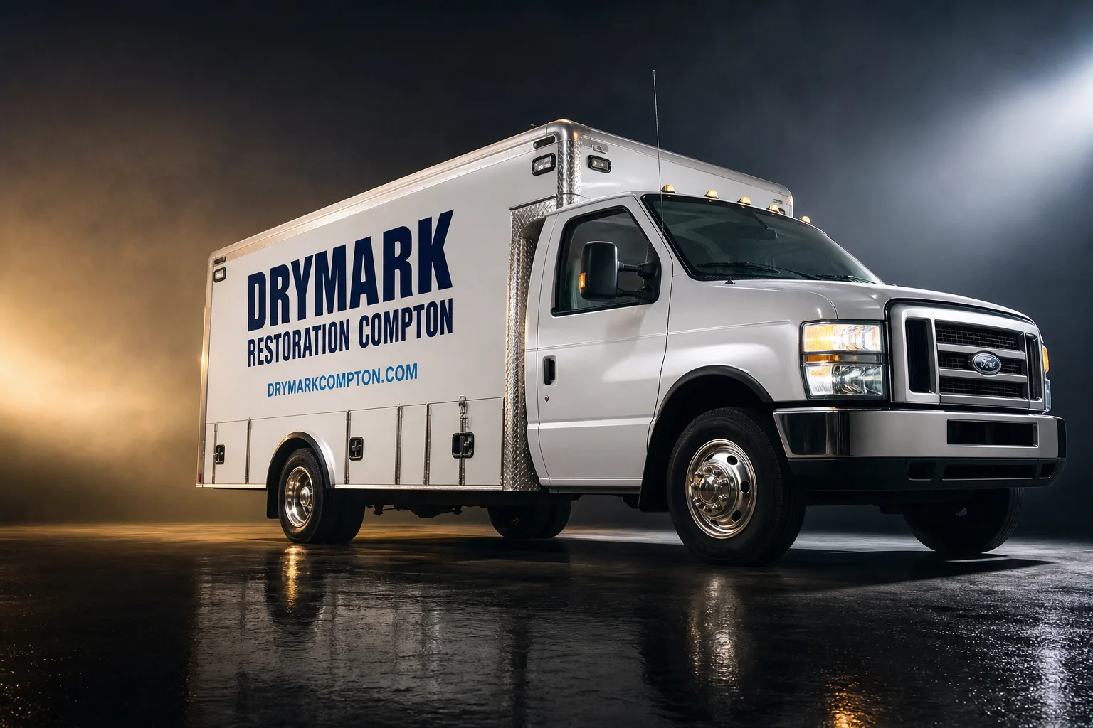 DryMark Restoration Compton damage restoration service vehicle and crew in Compton, CA